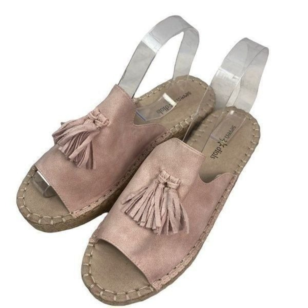 SEVEN‎ DIALS Pink Wendelle peep toe espadrilles